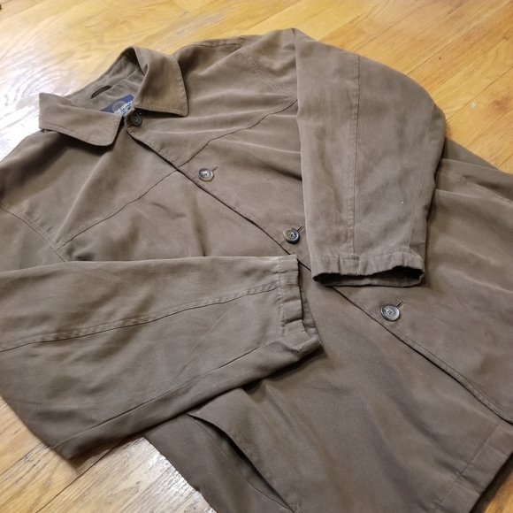 Weatherproof Mens Faux Suede Brown Button Up Lrg Jacket Lined *Flawed* C… - Picture 1 of 15